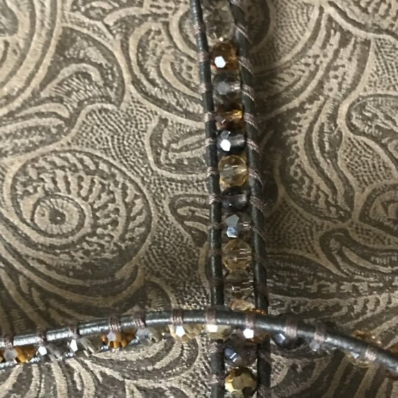 Chan Luu RoseGold Nugget 5 Wrap Taupe Leather Bracelet - Picture 4 of 8